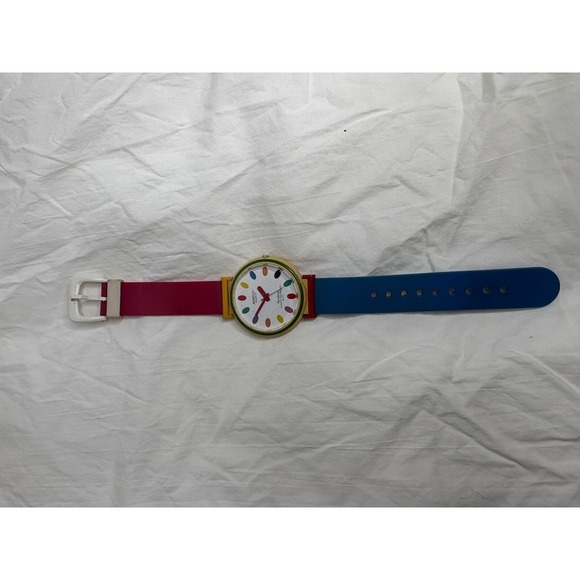 Quartz Multi Color Dots Dial Kids Youth Watch Pink Blue Strap Water Resist main image 9